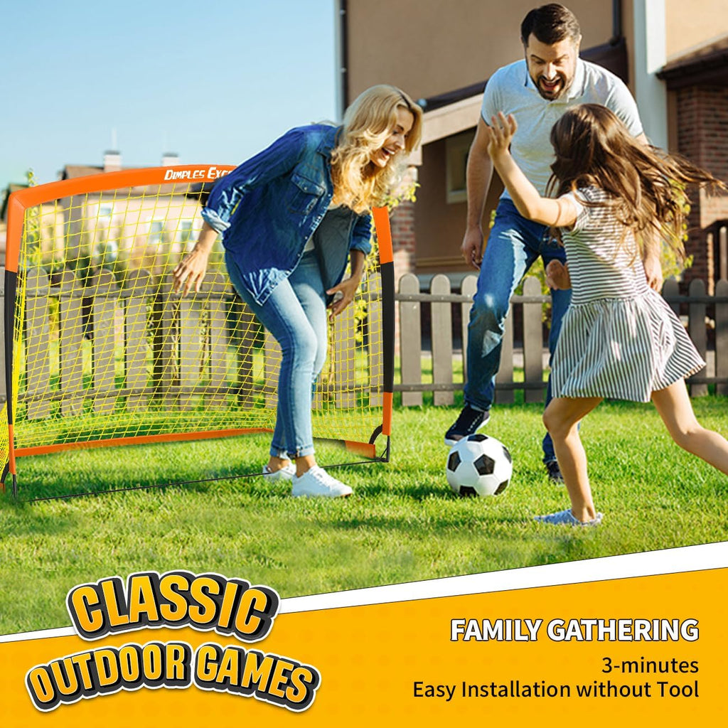 Kids Pop up Soccer Goals, 7X5 & 5X3.6 FT Backyard Gift Set | CPC Certified Safe for Kids Ages 6+, 5-Min Fast Assembly, Perfect Birthday Holiday Gift for Backyard Family Play