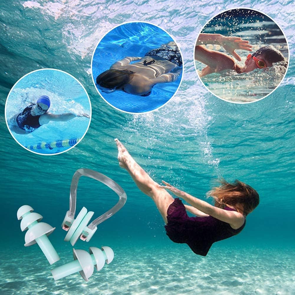 14 Sets Silicone Nose Clips Waterproof Swimming Nose Plugs Earplugs for Adults K