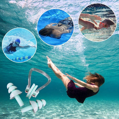 14 Sets Silicone Nose Clips Waterproof Swimming Nose Plugs Earplugs for Adults K