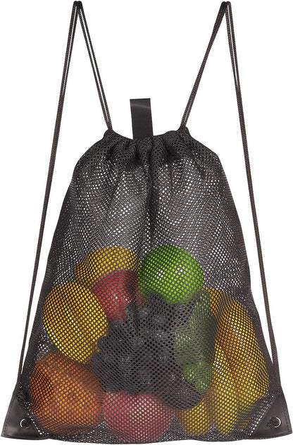 2-PACK Mesh Drawstring Bag, Mesh String Bag for Gym Laundry Seashell and Beach F