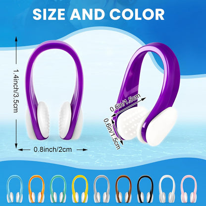 Swimming Nose Clip - 10 Packs Silicone Swim Nose Plugs for Kids (Age 7+) and Adu