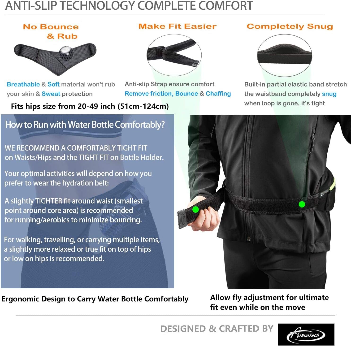 Running Hydration Belt with Water Bottle Holder,Hiking Fanny Pack for Phone and Wallet,Running Bag Runners Essentials Accessories Marathon Triathlon Walking Jogging Gear Gift