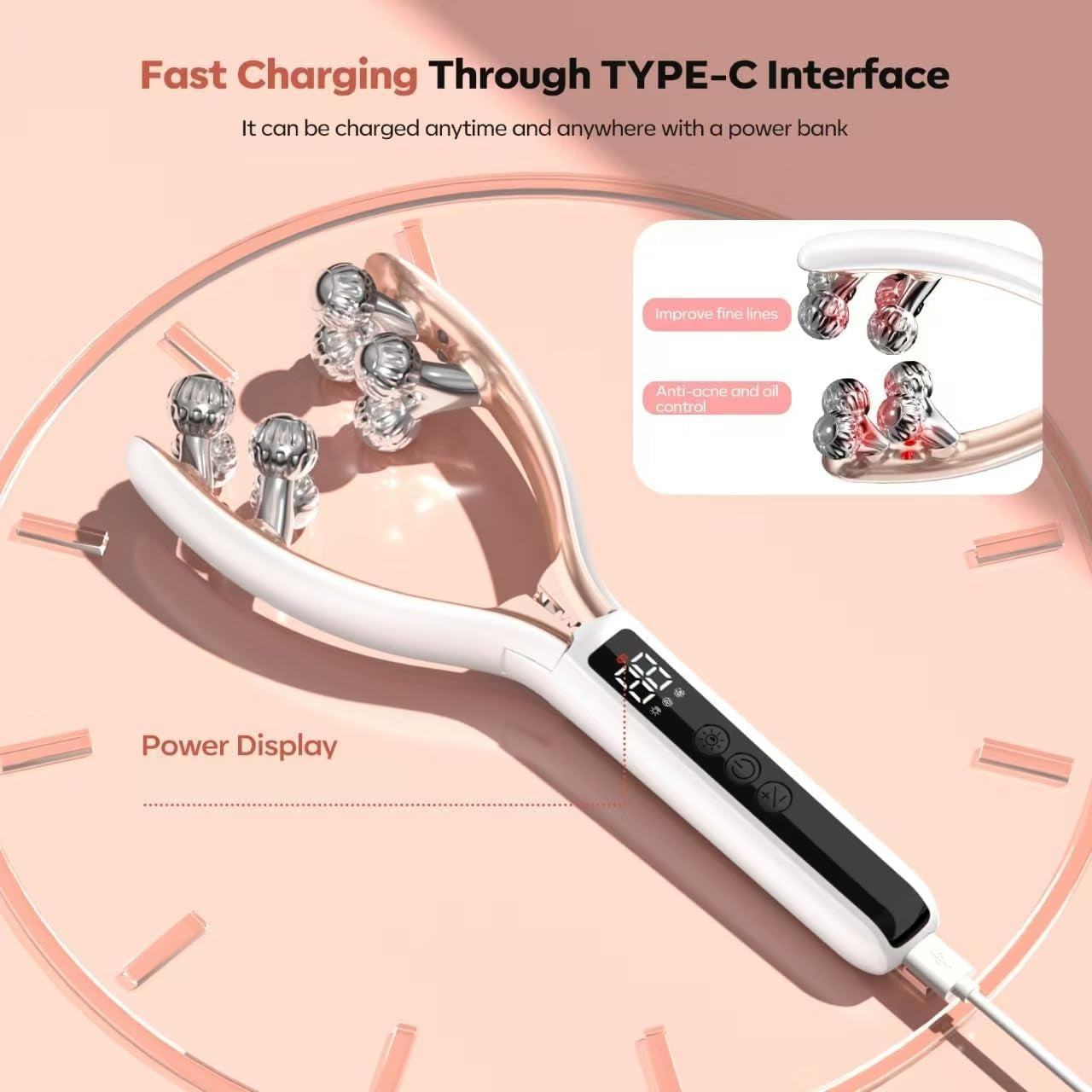 Facial Massager Face and Neck | Shaper & Slimmer for Women | Korean Skin Care | Lymphatic Contour Face Brush Face Roller Lymphatic Drainage | Rechargeable for Home & Travel Use