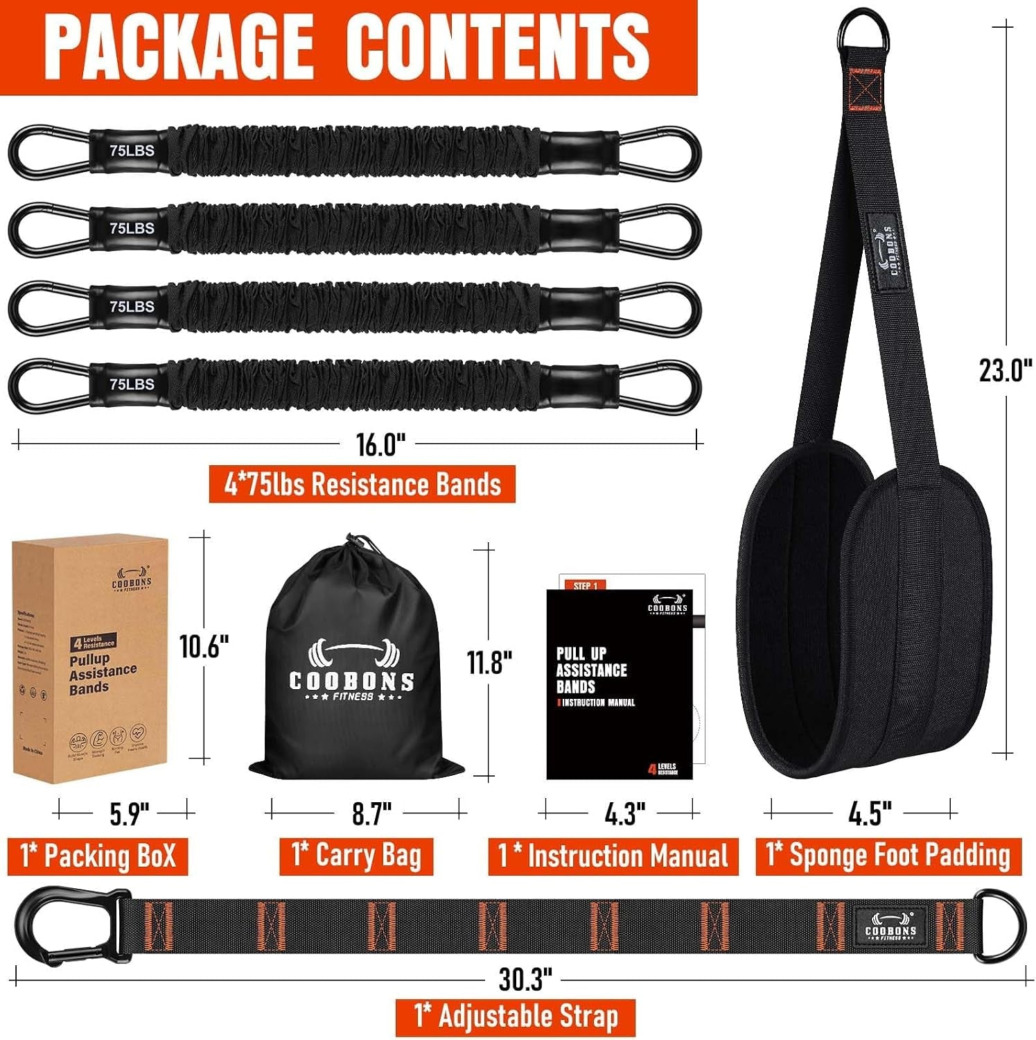 Pull up Assistance Bands, 300Lbs Heavy Duty Resistance Bands for Pull Ups with Adjustable Height, Fabric Feet Rest & Knee Support, Strength Training Pull up Bar Assist Bands for Home Gym Workouts