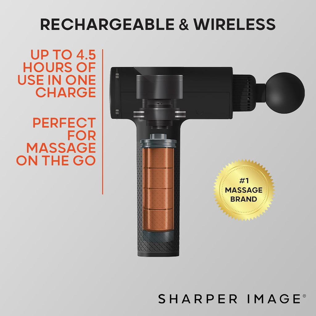 Powerboost Deep Tissue Percussion Massage Gun [2026 Version] - Handheld Massager| 6 Speeds| 5 Attachments| Carrying Case| Full Body Muscle Recovery & Pain Relief| Gift for Men & Women