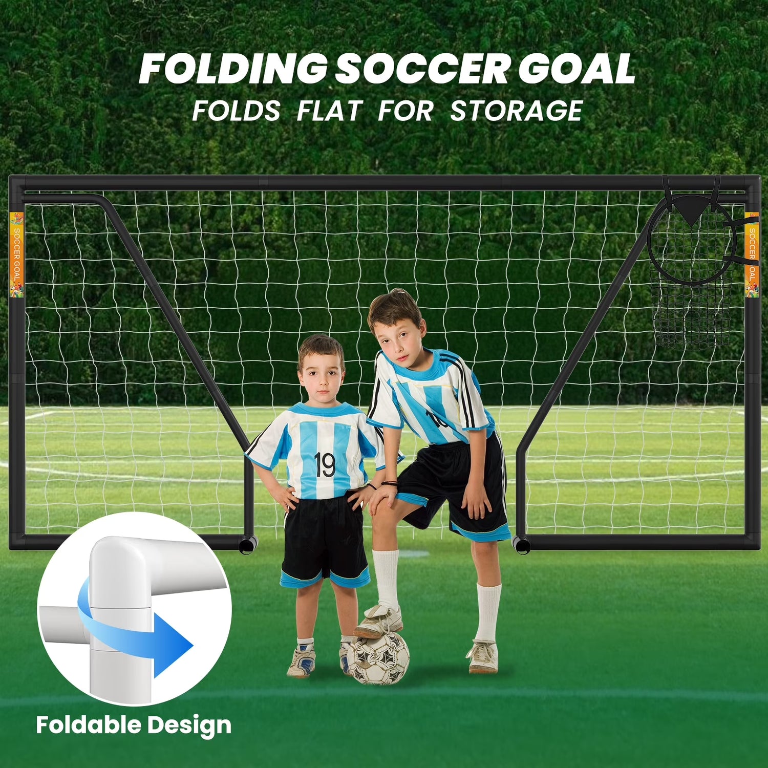 PVC Soccer Goals for Backyard,12"X6" Black Foldable Competition Practice Training Goals,Portable Soccer Training Equipment,Moveable Weatherproof Outdoor Patio for Adults Youth