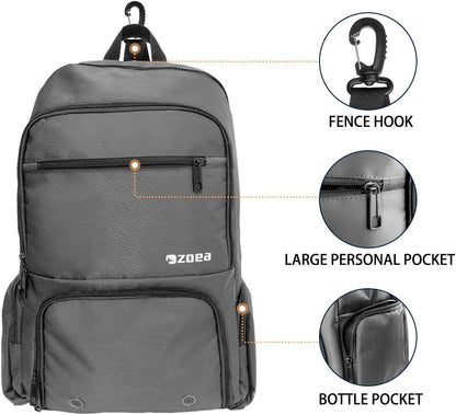 Tennis Bag Tennis Backpack Pickleball Bag Tennis Bags for Men Black with a Ventilated Shoes Compartment and 2 Extra Drawstring Bags (Grey)