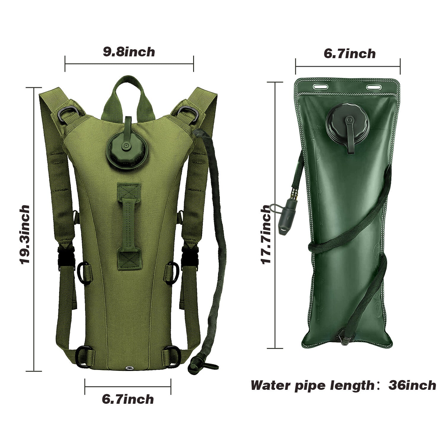 Cycling Hydration Bladder - 3L Leakproof Water Bag for Backpacks (BPA Free) USA