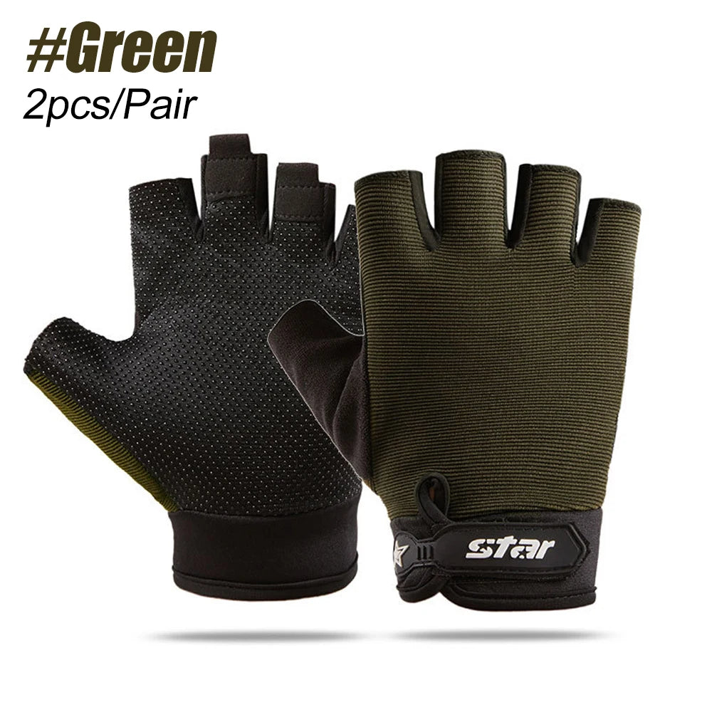 1Pair Fingerless Sports Gloves, Men Women Cycling Gloves, Anti-Slip Breathable Motorcycle Mountain Bike Gloves Workout Gloves