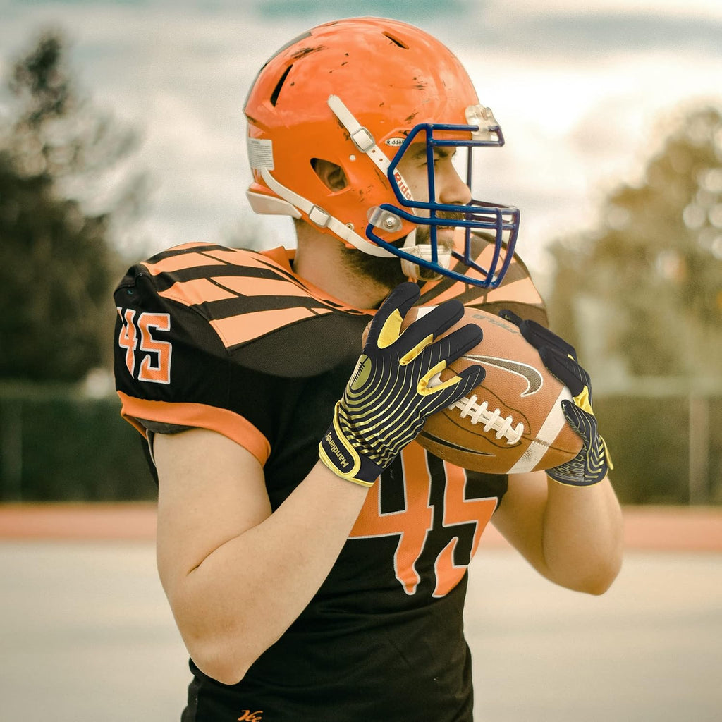 Football Gloves Men, Sticky Wide Receiver Grip Gloves, Hot Pink Stretch Fit Football Gloves Adult