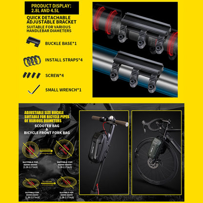 Electric Scooter Handlebar Bag EVA Hard Shell Quick-Detachable Front Storage Bag with Waterproof Design