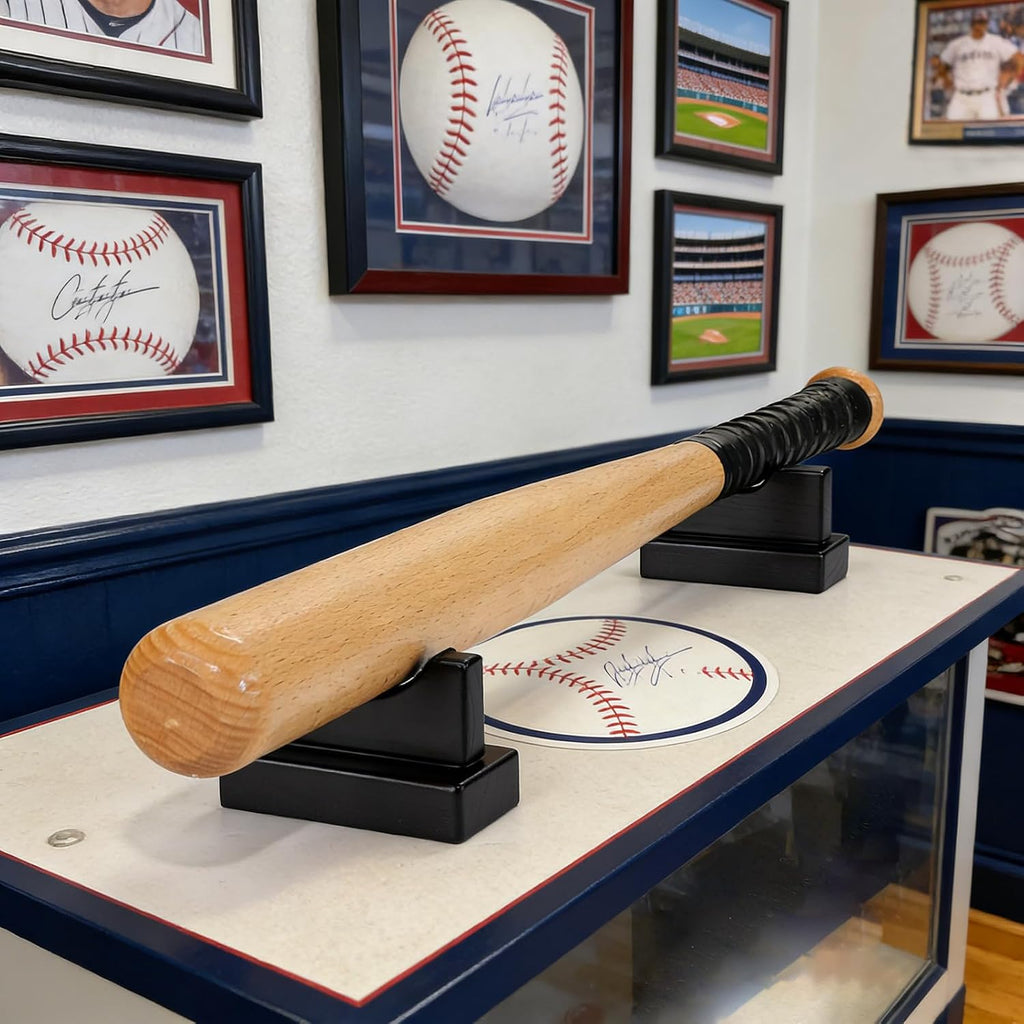 Baseball Bat Display Stand, Black Desktop Horizontal Holder | Stable Desktop Display Design | No Wall Installation Required | Showcases Baseball Bats in Homes, Offices or Display Areas