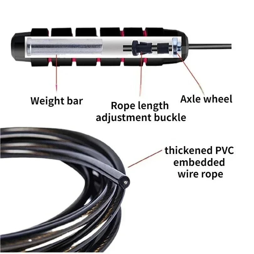 The New Jump Rope Steel Wire Skipping Exercise Adjustable Jumping Fitness Workout Training Home Sport Equipment Tangle-Free