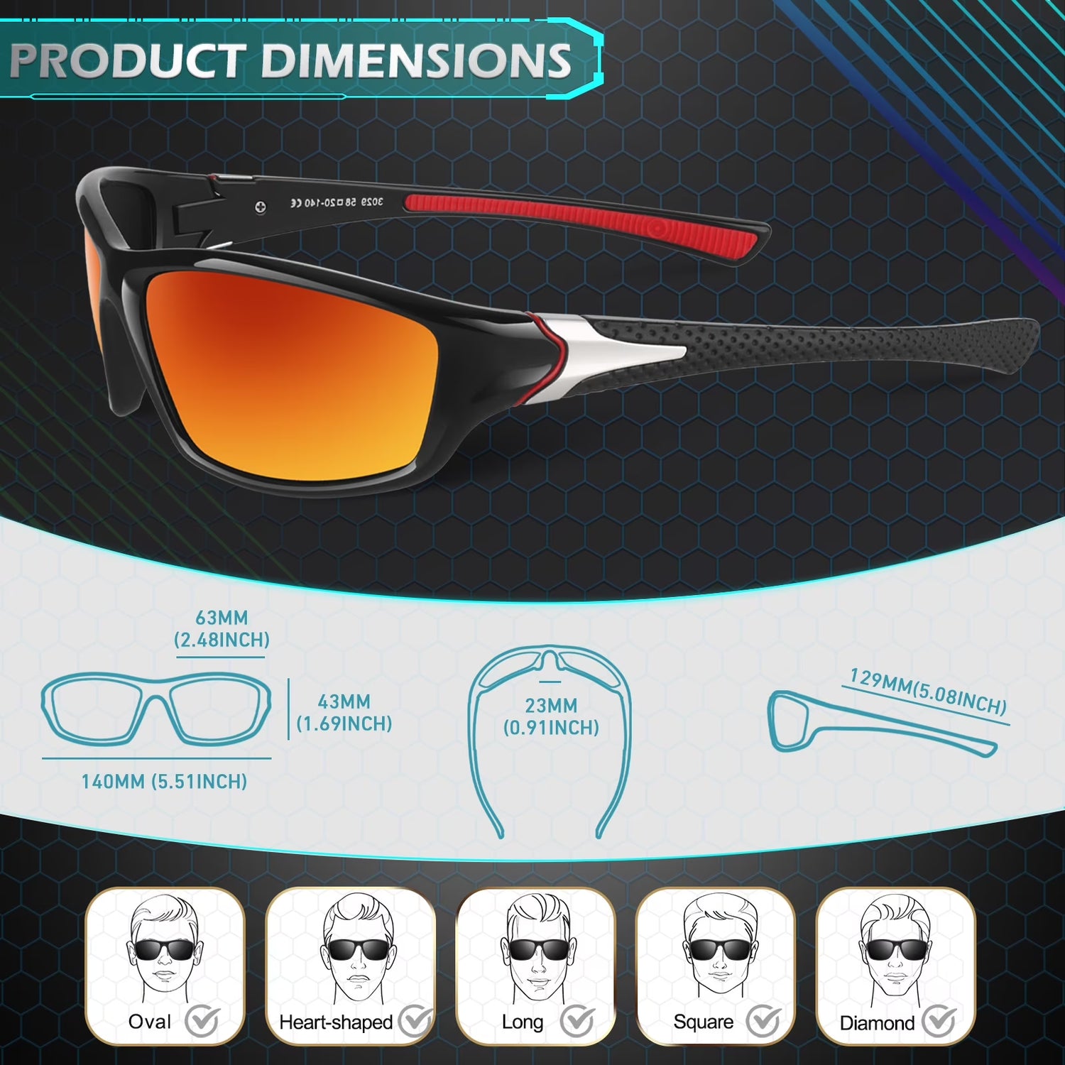 Polarized Sports Sunglasses for Men Women, Fishing Driving Outdoor Shades