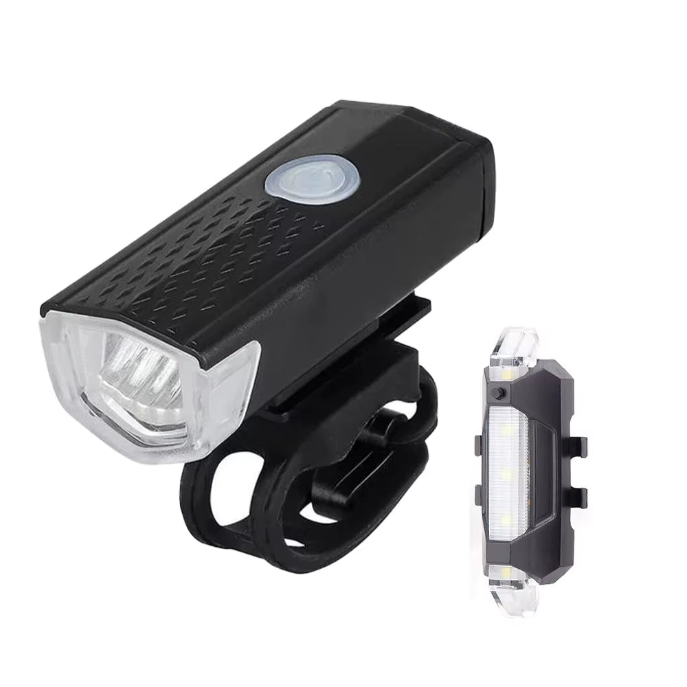 MTB Bike Lights Set USB LED Rechargeable Waterproof Mountain Bike Headlight Bicycle Light Front Warning Cycling Accessorie
