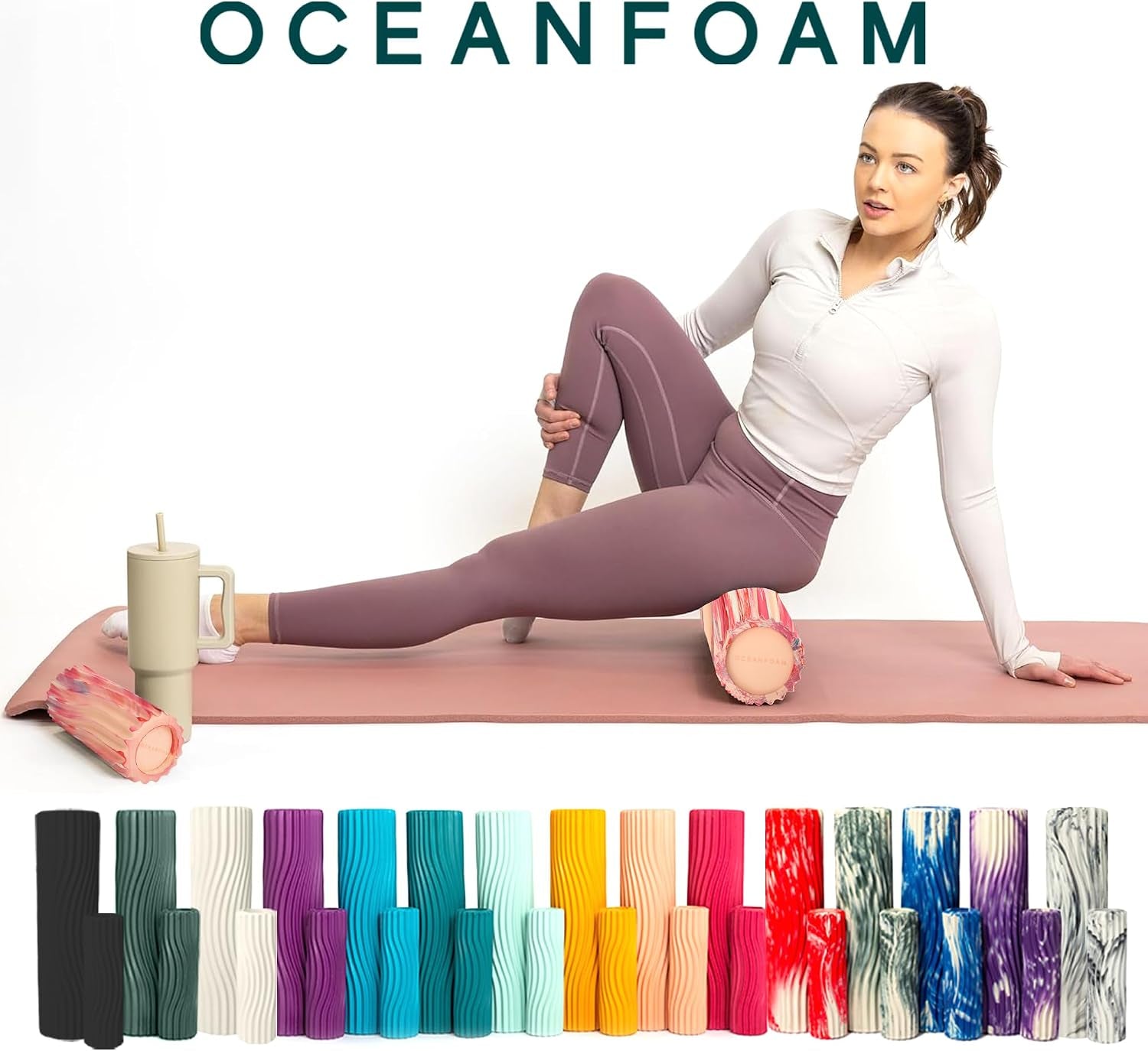 Tidal Roller - Cotton Candy - Muscle Massage Foam Roller for Back Pain & Stretching - Firm and Ergonomic Wide Wave Textured - Yoga, Athletics, & Wellness - Full Size, 20" X 5"