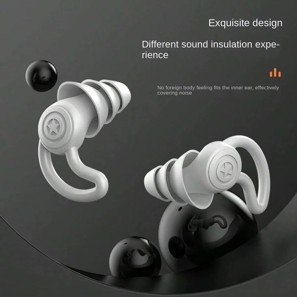 HUAK 3 Layer Silicone Ear Plugs for Noise Reduction Reusable Ear Plugs for Sleeping, Swimming, Studying, Concerts, Noise Hearing
