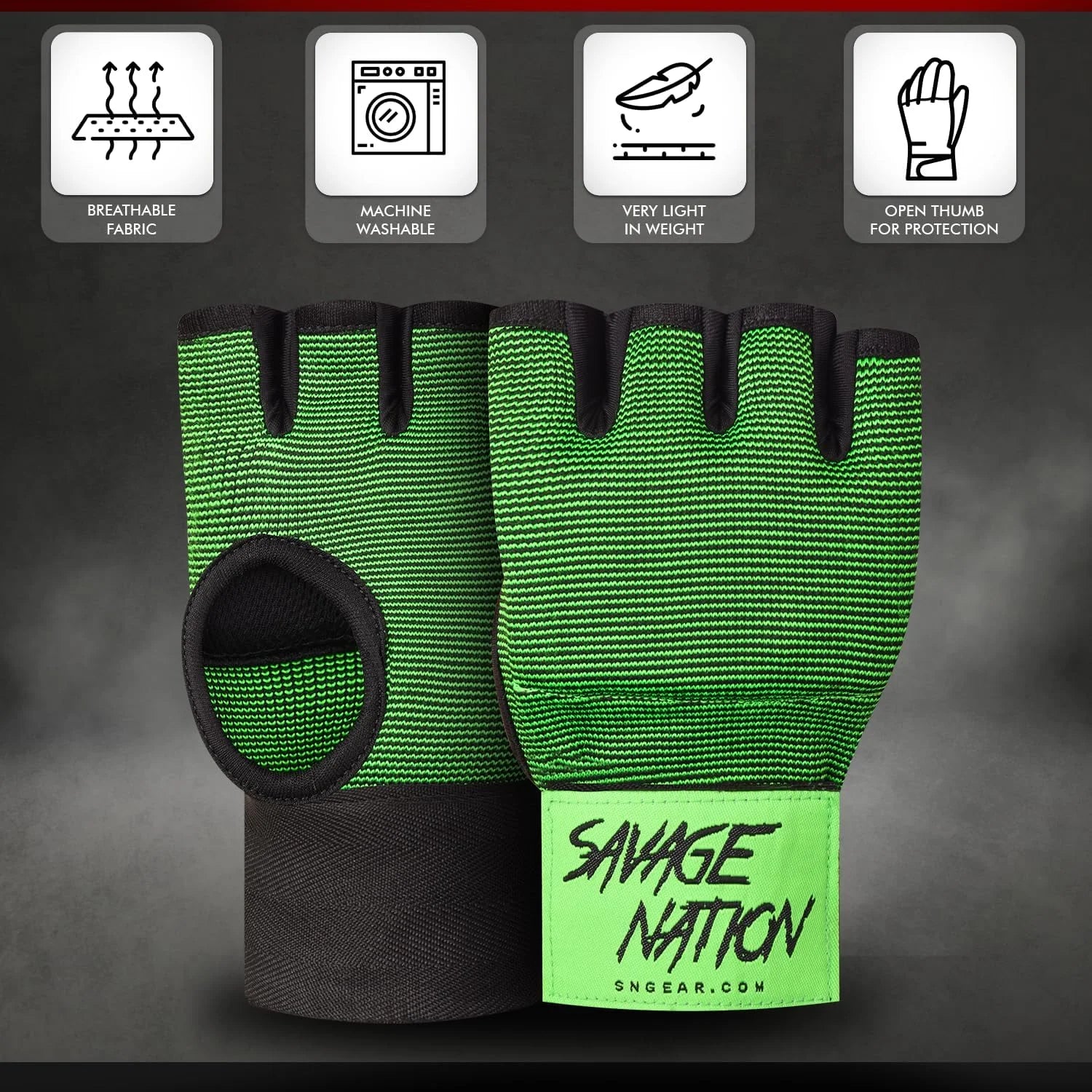 Boxing Hand Wraps Gel Padded Inner Gloves with Wrist Wraps for MMA, Muay Thai, Kickboxing, Training Green (L/XL)