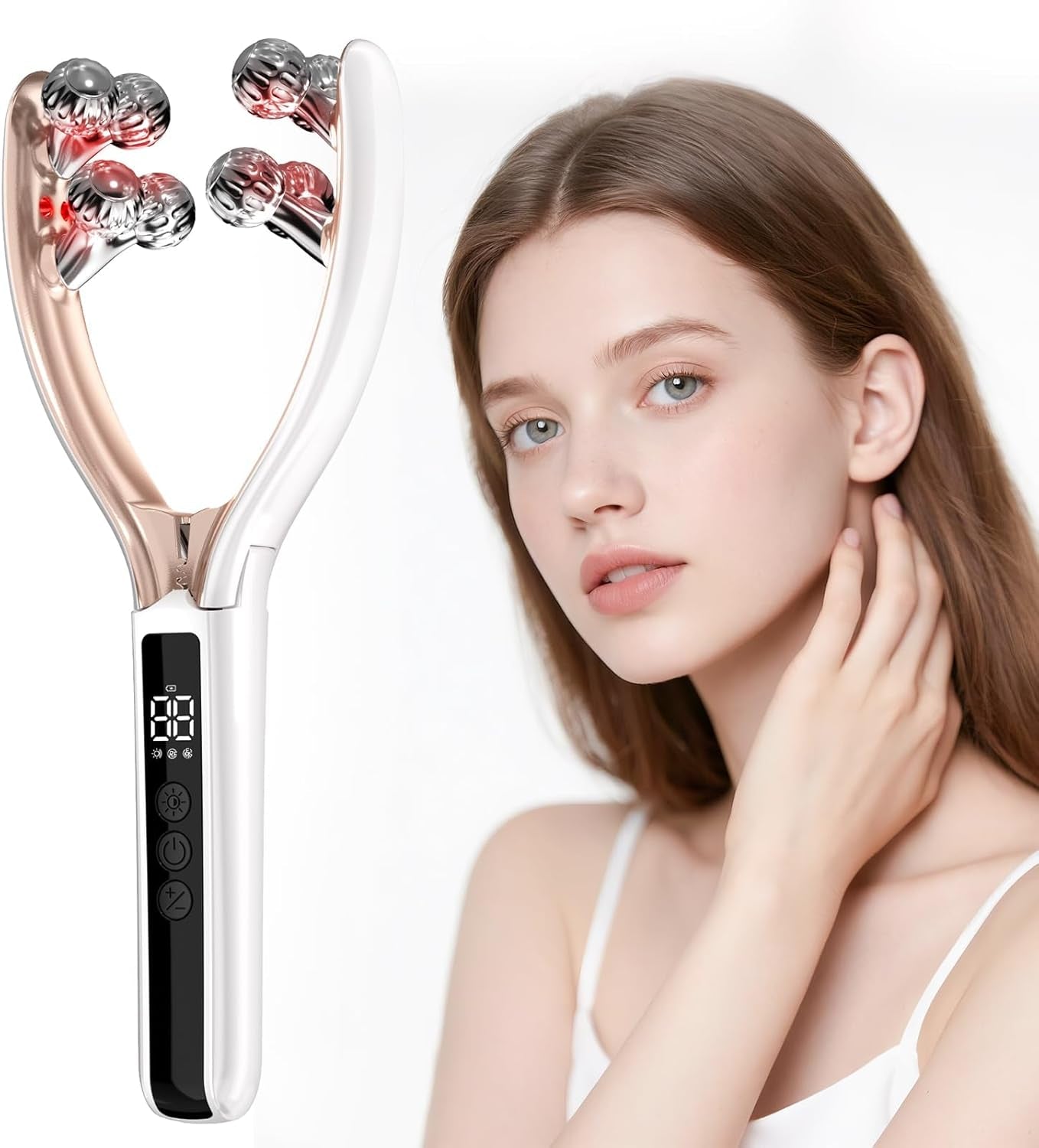 Facial Massager Face and Neck | Shaper & Slimmer for Women | Korean Skin Care | Lymphatic Contour Face Brush Face Roller Lymphatic Drainage | Rechargeable for Home & Travel Use