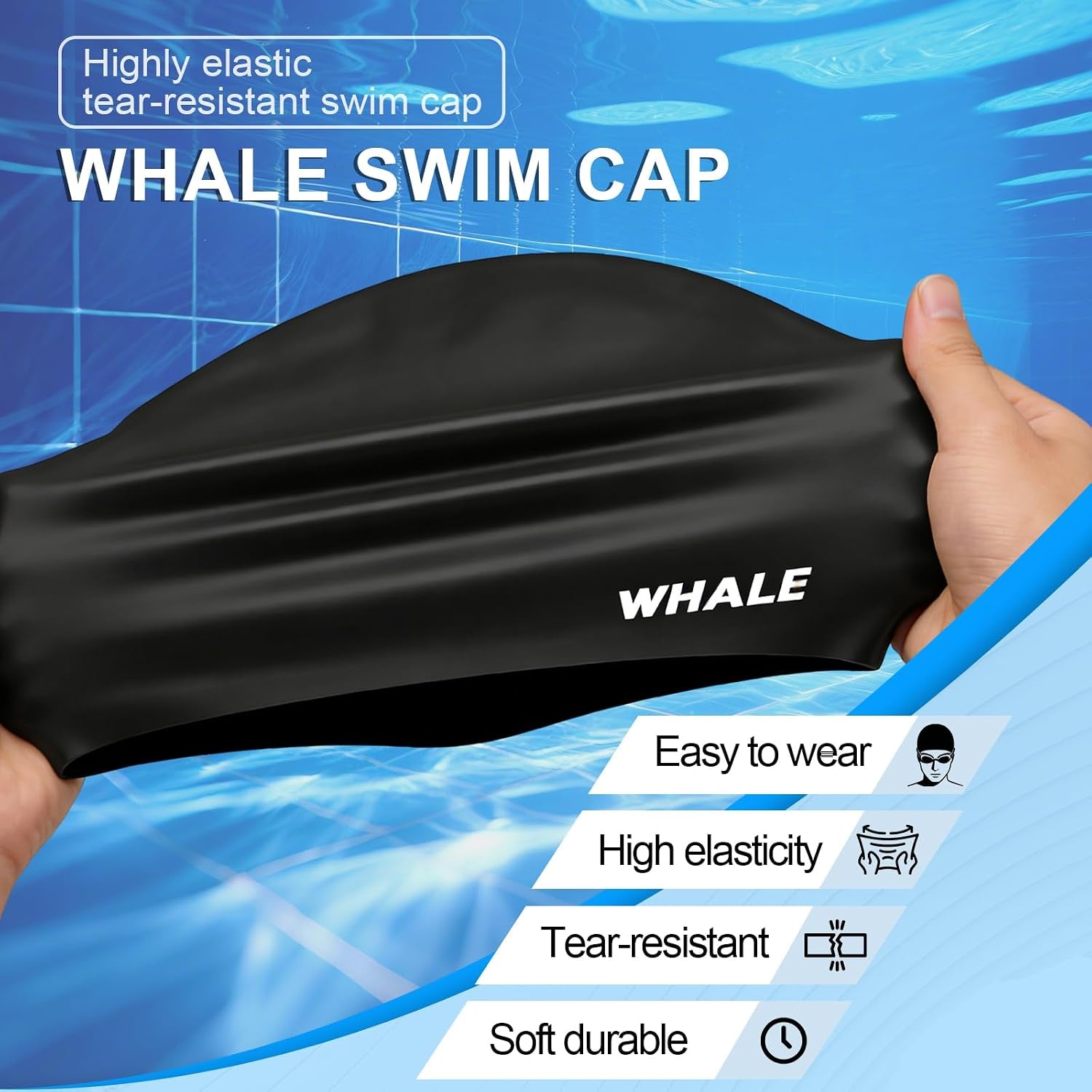 Large Swim Cap, Unisex, Designed Specifically for Long Hair, Made of Waterproof Silicone, Suitable for Long Hair, Thick Braids, and Dreadlocks