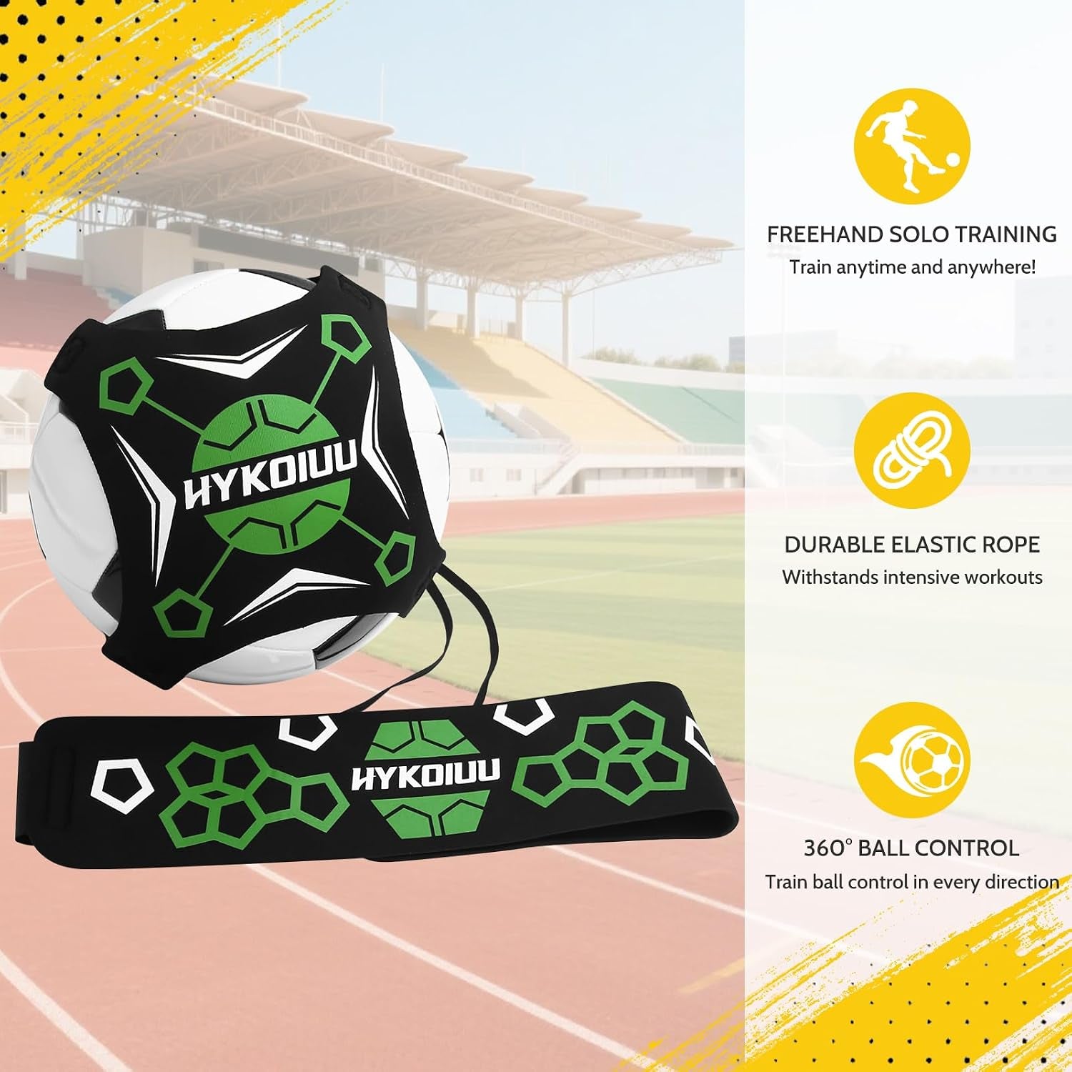 Soccer Trainer, Football Solo Practice Training Equipment Soccer Kick Juggling Trainer Improve Ball Control, Passing and Shooting Skills for Kids Adults Soccers Gear