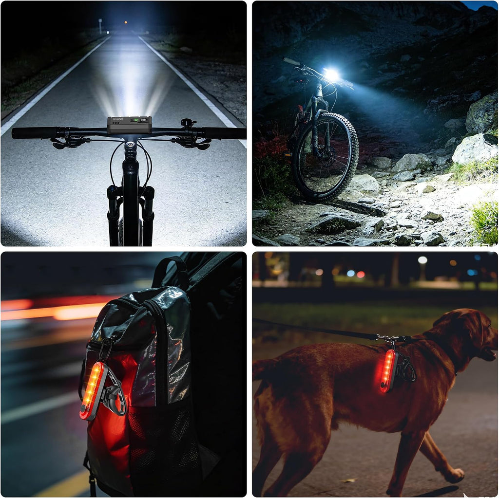 Super Bright Bike Lights for Night Riding 4800 Lumen, USB Rechargeable Bicycle Light with LCD Display, Runtime 10+ Hours, IP65 Waterproof Bike Headlight Front and Rear for MTB, Off-Road, City Riding