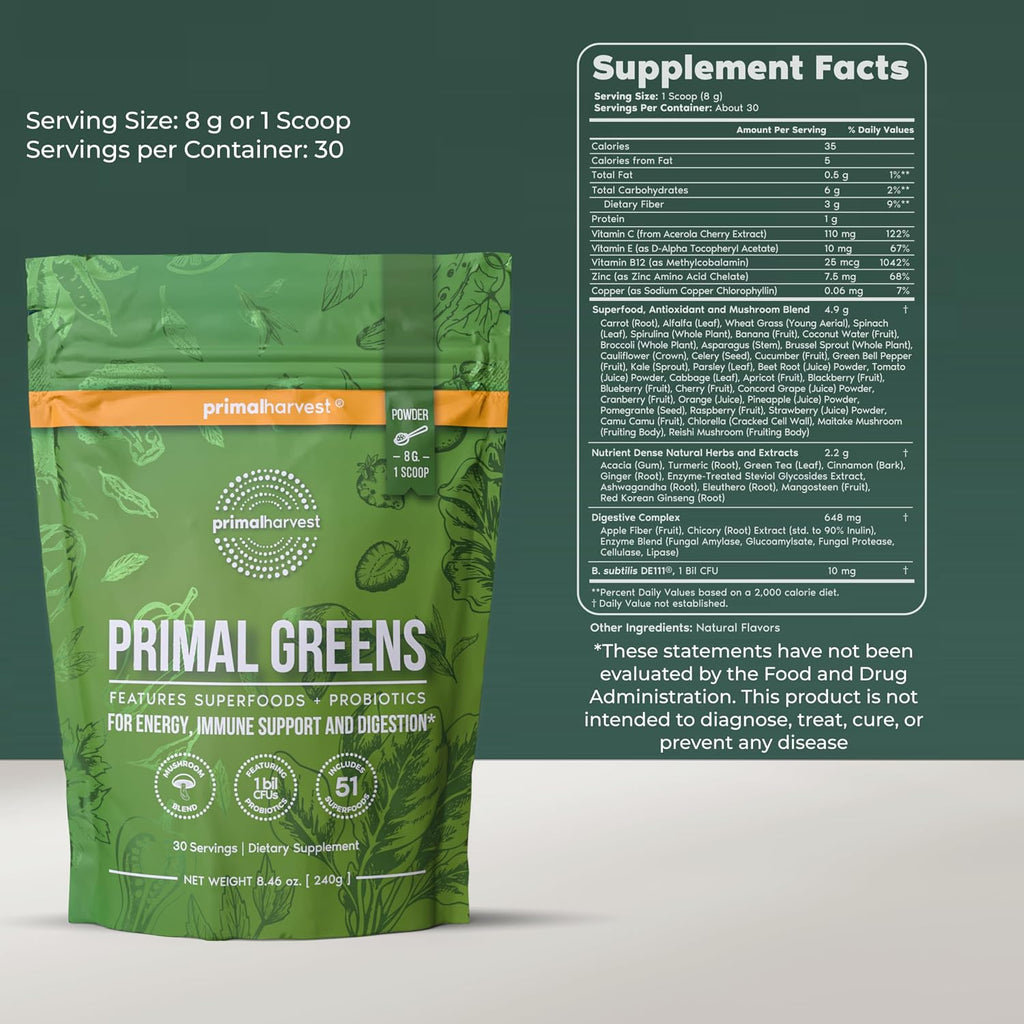 Greens - Daily Supplement Powder, Gluten, Dairy & Soy Free