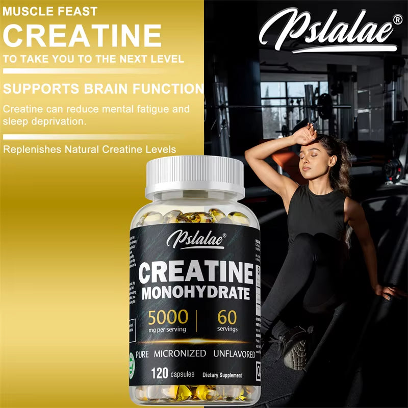 Creatine Monohydrate - Boost Muscle Strength, Promote Muscle Growth, Improve Athletic Performance, Vegetarian, Gluten-Free