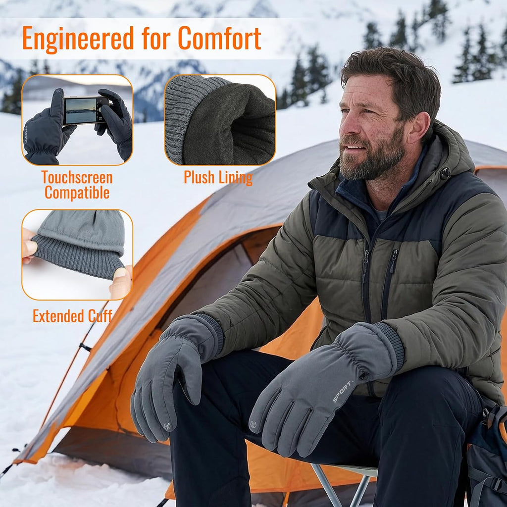 Ski Gloves Men Women Waterproof Winter - Snow Gloves with Thermal Lining, Non-Slip Grip & Opening for Cold Weather