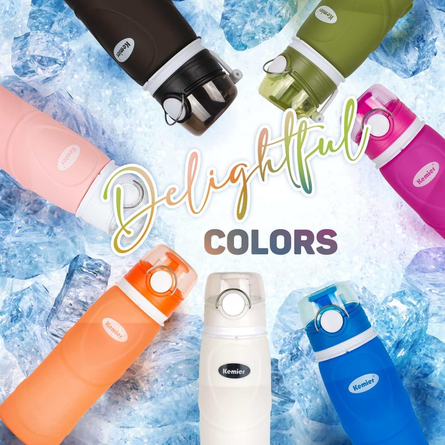 Collapsible Silicone Water Bottles-750Ml,Medical Grade,Bpa Free Travel Water Bottle Can Roll Up,26Oz,Leak Proof Foldable Sports &amp; Outdoor Water Bottles