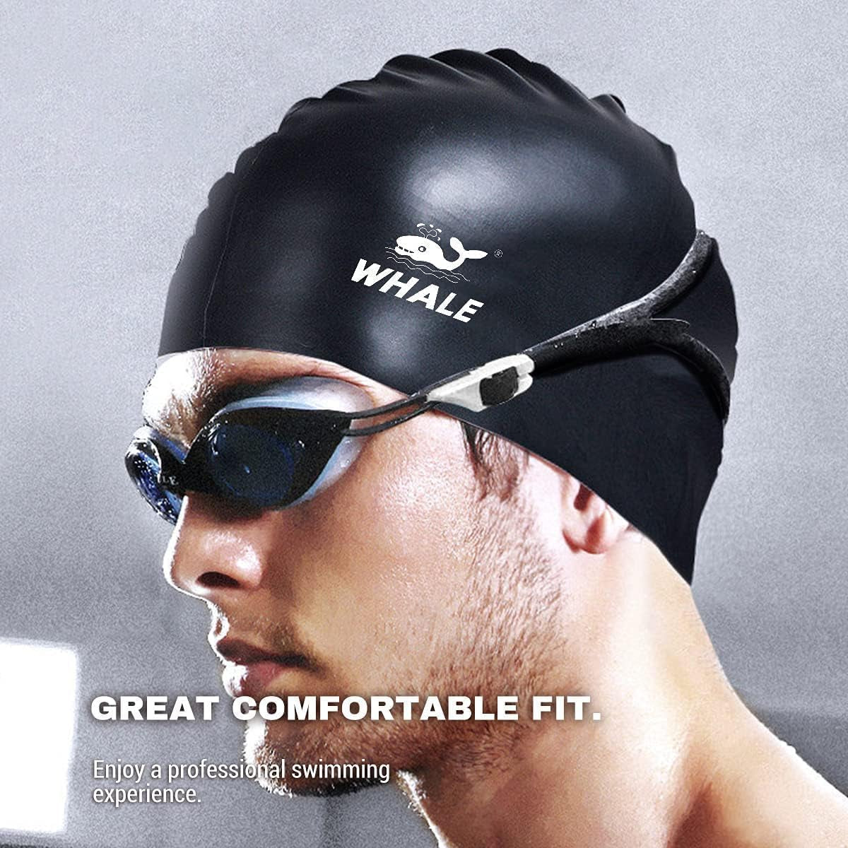 Extra Large Swim Cap for Women Men | Durable Silicone Swim Cap with Ear Protection, Unisex Adults, Fits Long Thick Curly Hair, Dreadlocks, Braids, Weaves, Afro