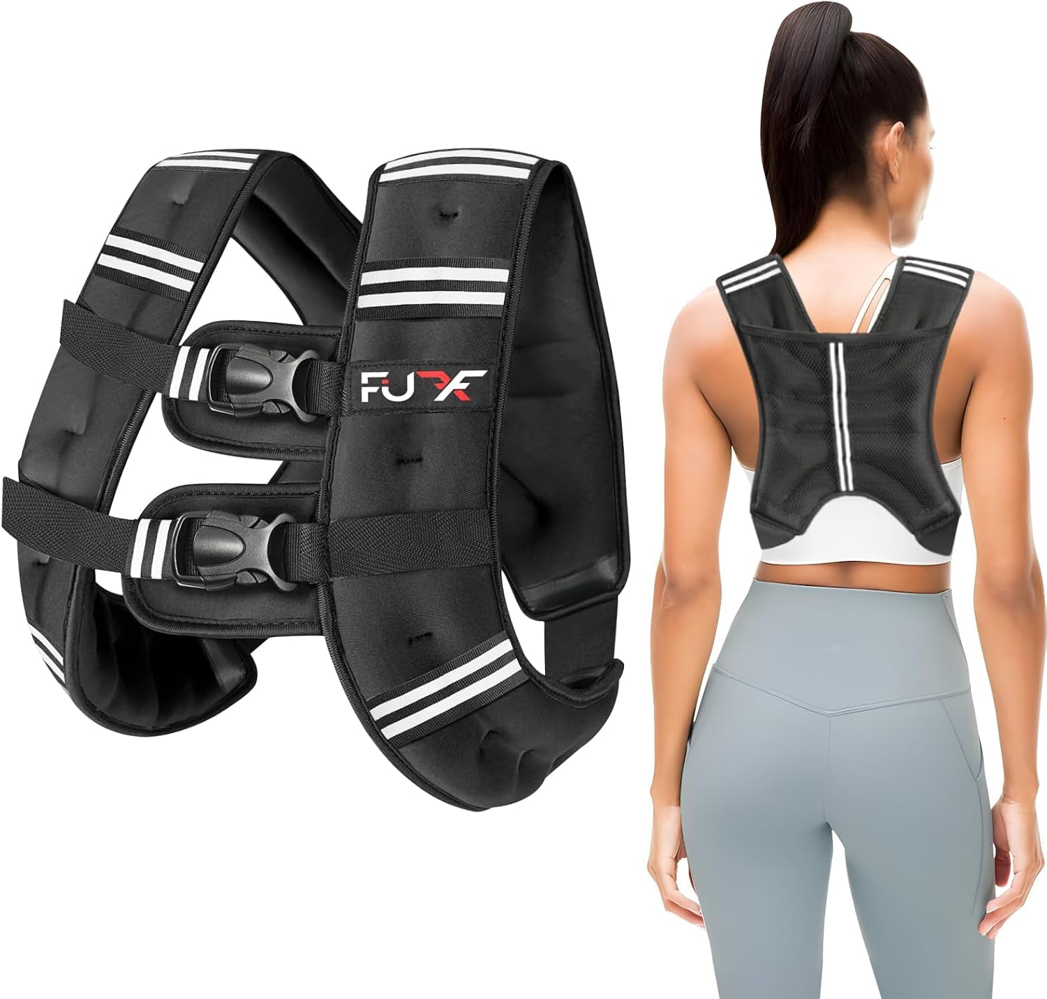 Weighted Vest Woman, 5/10/12/15/20/25/30 LB Womens Weight Vest for Walking, Strength Training Weight Vests for Female Men, Reflective Stripe Body Vest for Workout Running Jogging Fitness