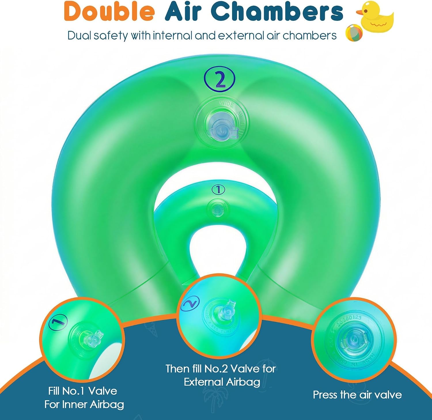 Kids Swim Vest for 3-6/7-14 Yrs,Inflatable Floaties,Swim Aid | 33-50/50-88 Lbs Fit|Dual Air Chambers|Adjustable Buckle|Pool & Beach Use|Learn-To-Swim Aid
