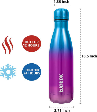 17Oz Insulated Stainless Steel Water Bottles,Sports Water Bottles Keep Cold for 24 Hours and Hot for 12 Hours,Bpa Free for Travel,Freeze Burn