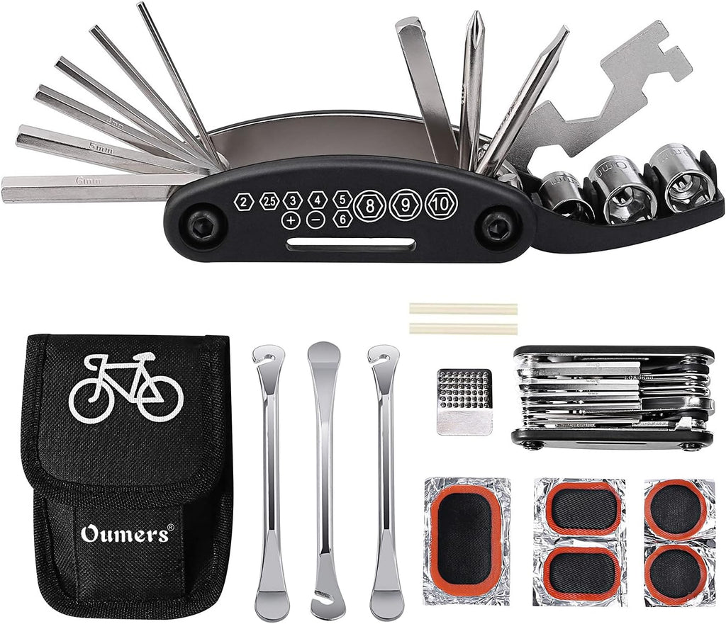 Multi-Function Bike Cycling Mechanic Repair Kit with 3Pc Tire Lever 5Pc Tyre Patches Tire Rasp Work Bag