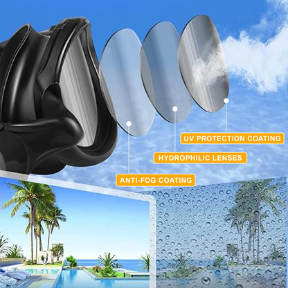 Swim Goggles and Swim Cap, anti Fog UV Protection Swimming Goggle No Leaking, with Nose Clip, Ear Plugs, Goggles Case, Suitable for Men, Women