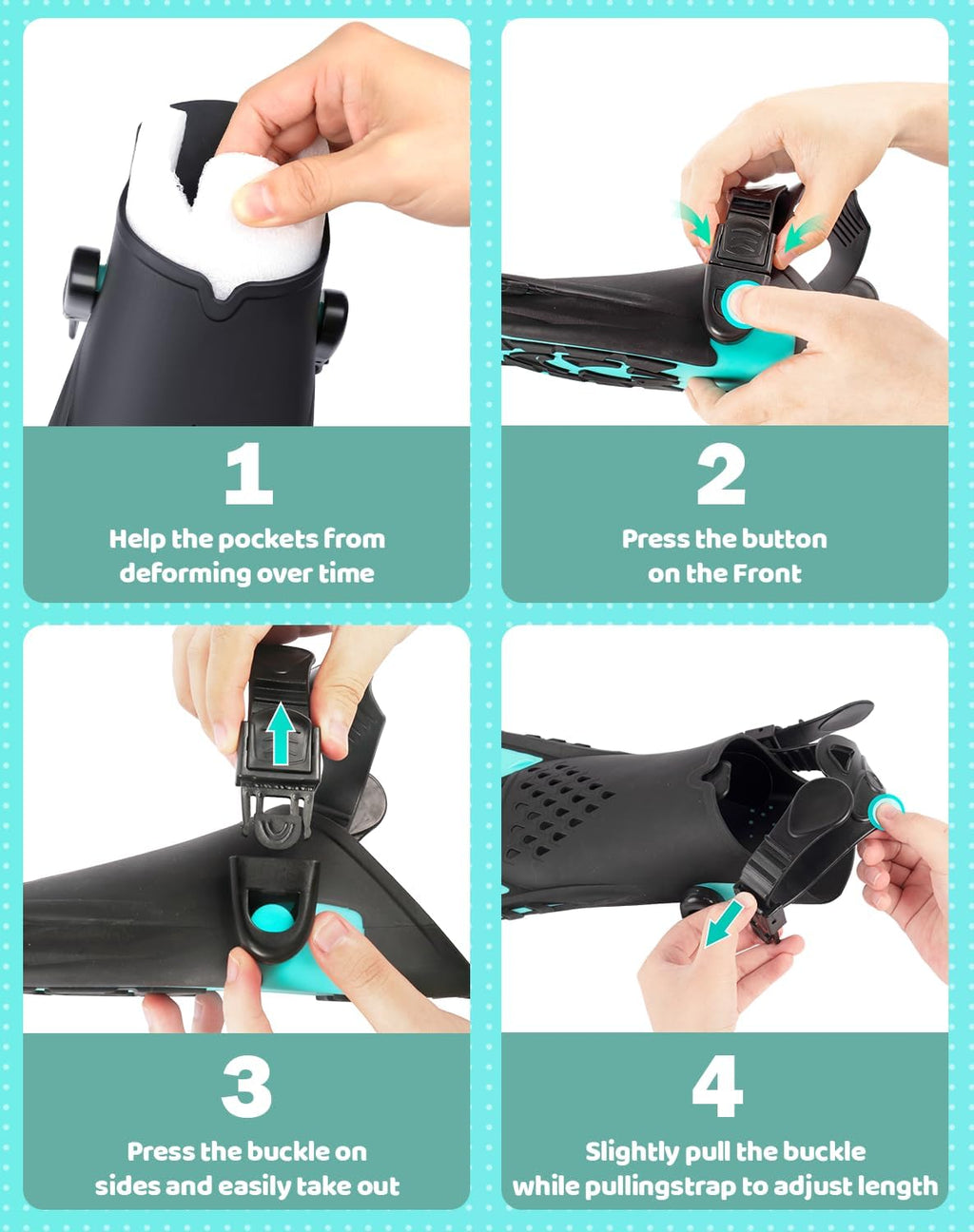 Snorkel Fins, Travel Size Short Flippers for Snorkel Swim Diving | Adjustable Swim Fins Flexible Open Heel Lightweight Scuba Diving Fins for Adult Men Women Kids Ideal for Recreational Use