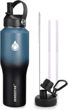 Water Bottle 32Oz,2 Lids(Straw Lid),Wide Mouth Stainless Steel Vacuum Insulated Double Wall Keep Liquids Cold or Hot All Day,Sweat Proof Sport Design,Fit Car Cup Holder