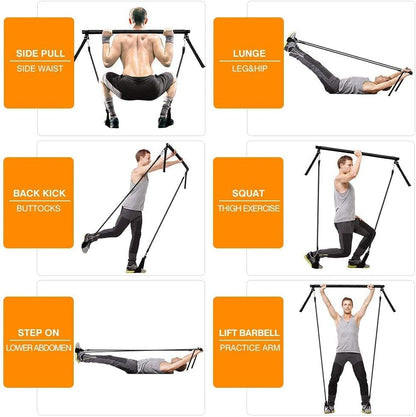 Adjustable Pilates Bar Kit with Resistance Bands,Portable Yoga Exercise Sticks&amp;2 Sets Stackable Resistance Bands for Toning Muscle,Legs,Butt.Stretched Fusion Pilates Home Gym,Full Body Workout