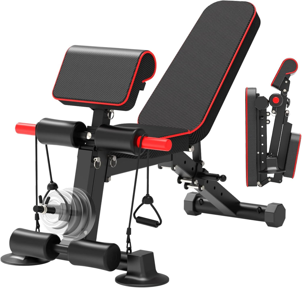 Adjustable Weight Bench for Home Gym Full Body Strength Training | Load 1050Lbs|8+3 Angle Positions|High-Density Cushion|Commercial Steel Frame|Assembly Free | Foldable | Space Saving