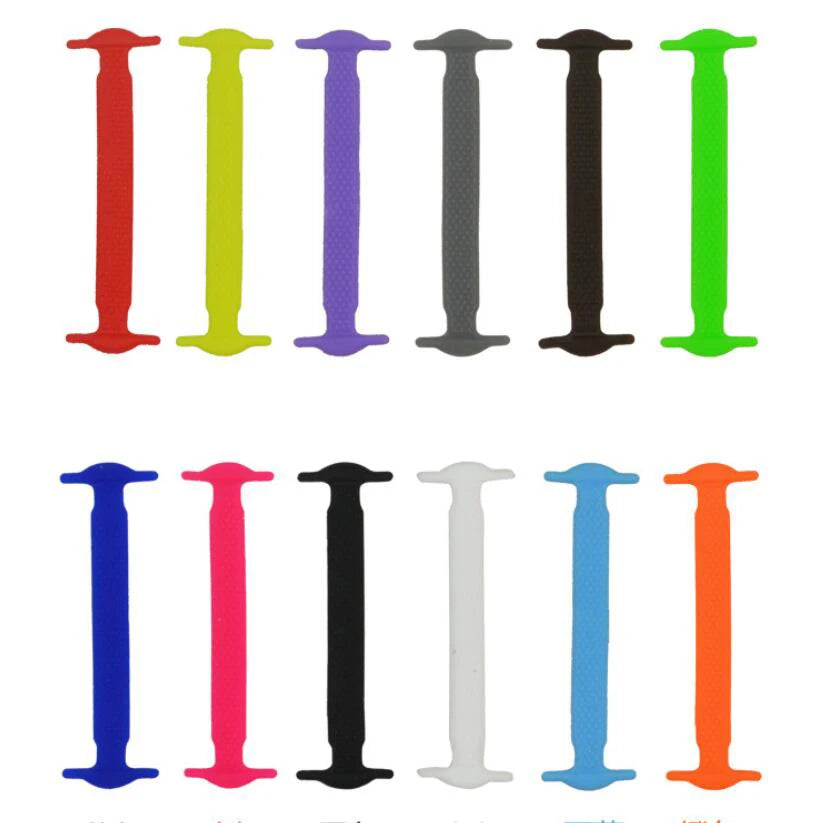 16Pcs/Lot Silicone Shoelaces No Tie Shoelaces 12 Colors Elastic Lace Shoelace Creative Lazy Silicone Laces Rubber Lace