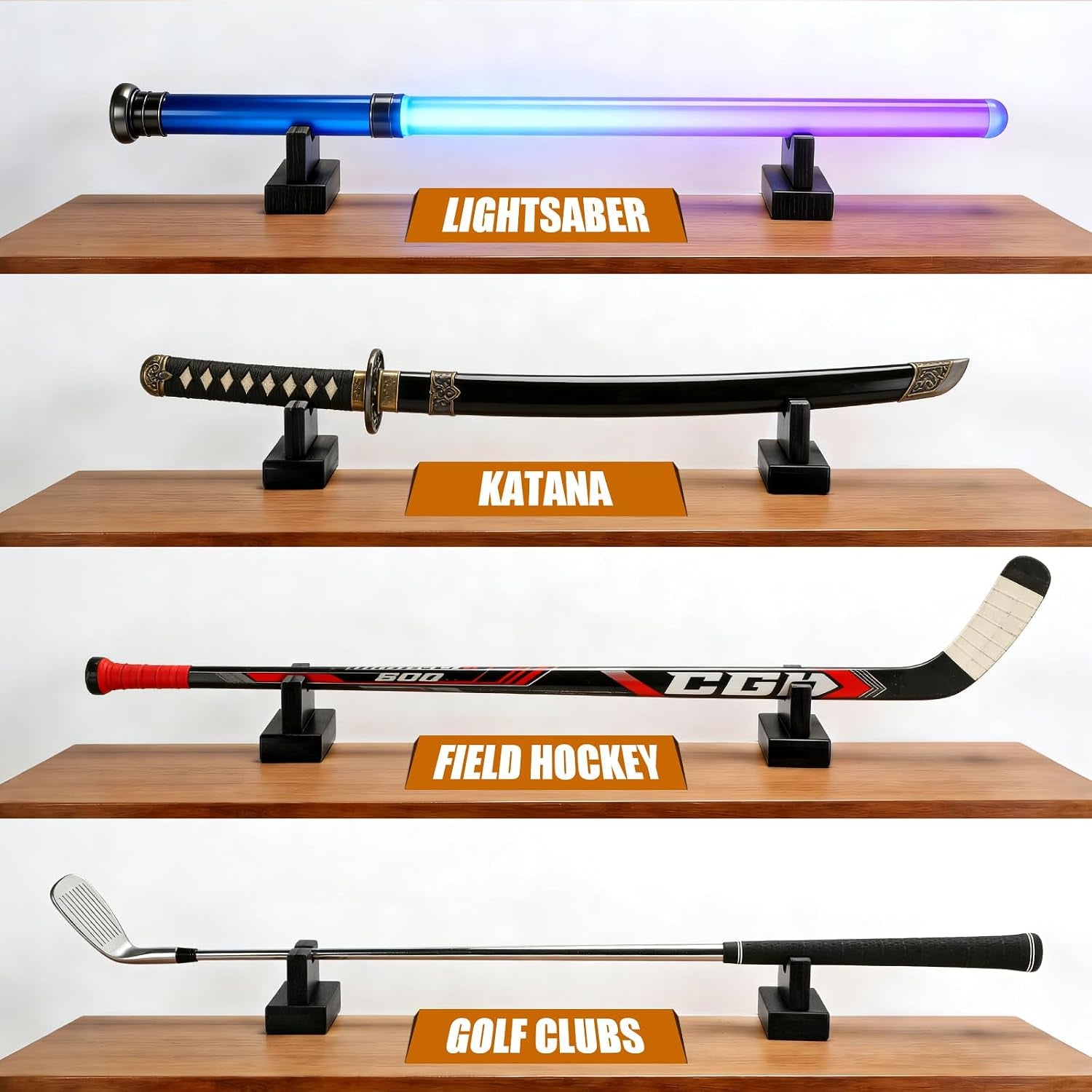 Baseball Bat Display Stand, Black Desktop Horizontal Holder | Stable Desktop Display Design | No Wall Installation Required | Showcases Baseball Bats in Homes, Offices or Display Areas