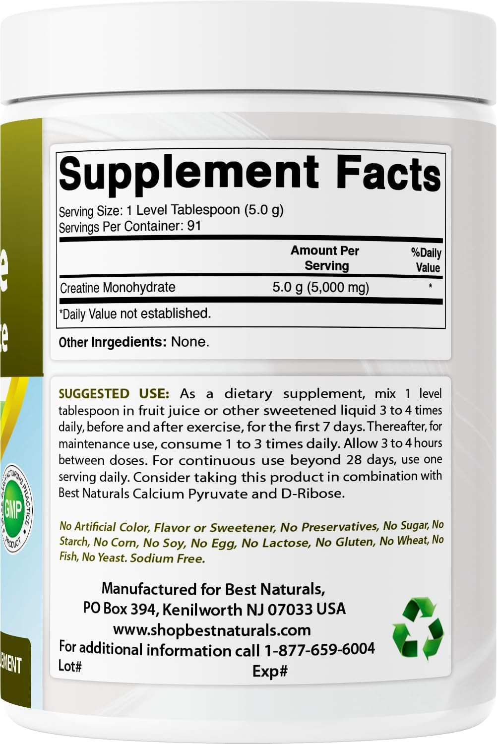 Creatine Monohydrate 1 Lb Pure Powder (1 LB (Pack of 2))