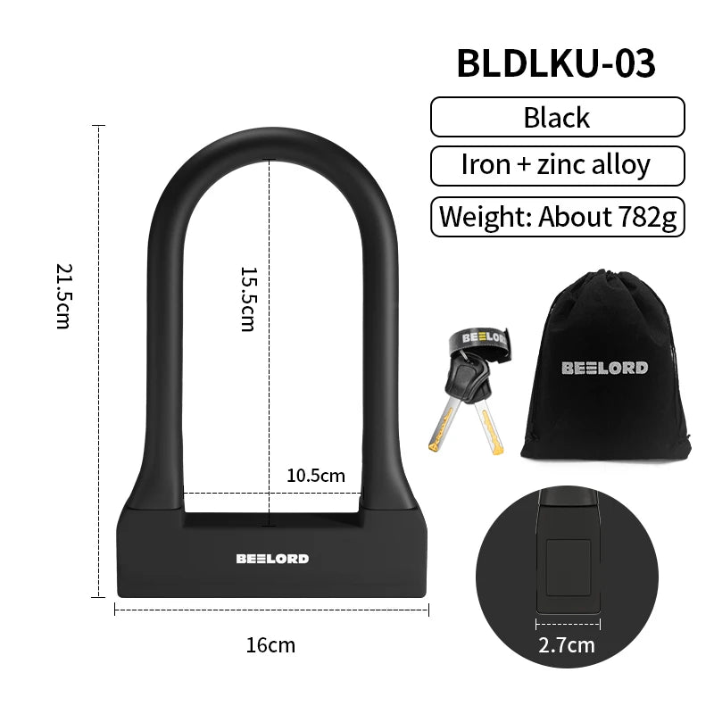 XUNTING Bicycle U-Shaped Lock Safety Lock for Bicycle Accessories for Motorcycle Electric Scooter Mountain and Road Bike Lock