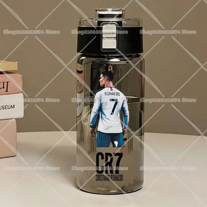 600ML CR7 Sports Water Bottles Cartoon Football Star Ronaldos Large Water Cups New Outdoor Transparent Drinking Bottle Kids Gift