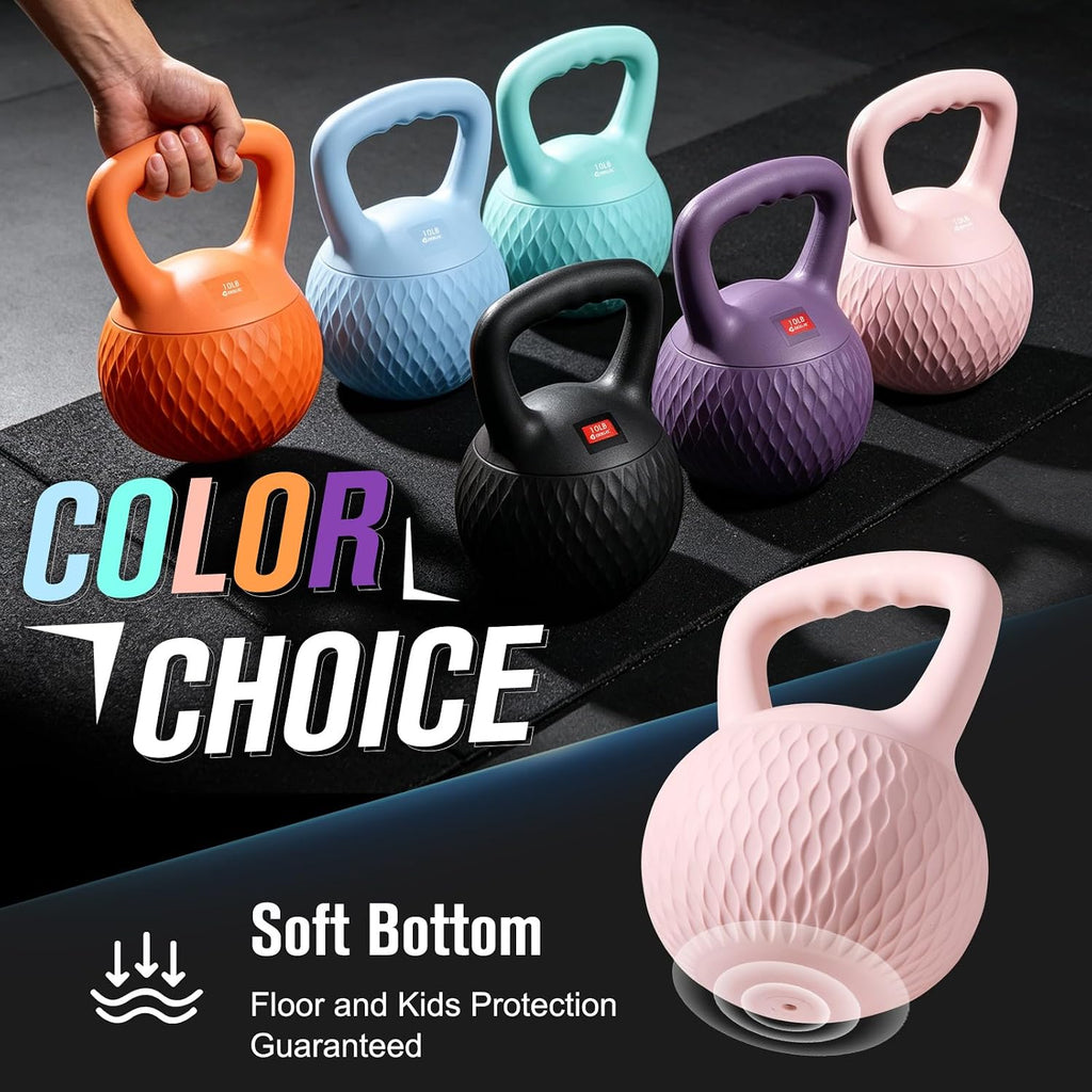 Soft Kettlebell, Safe Strength Training Kettlebells for Women | Cushioned Impact, Kettle Bell Resistant Base and Anti-Slip Grip Weight for Home Workouts, Kettlebells Set