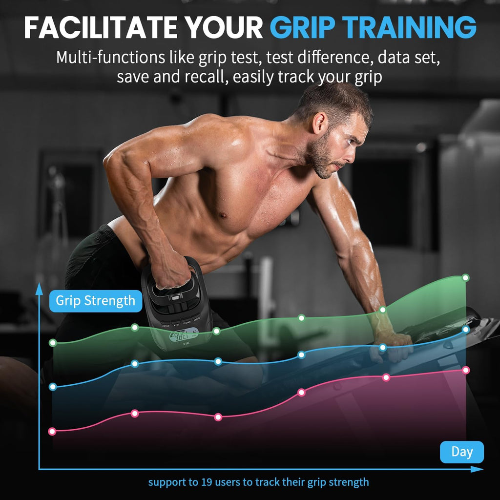 396Lbs/180Kg Grip Strength Tester, Hand Grip Dynamometer, Digital Grip Strength Tester with LCD Display, Adjustable Hand Grip Training Gauge, Hand Grip Testing for Sports Home School Use
