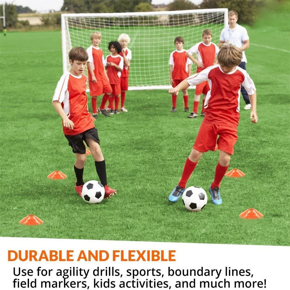 Set of 50 Agility Soccer Cones with Carry Bag Logo Disc and Holder for Training Football Kids Sports Field Cone Markers