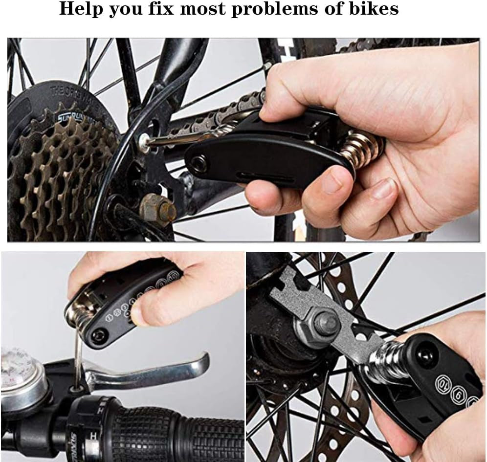 Multi-Function Bike Bicycle Cycling Mechanic Repair Tool Kits with 16-In-1, Bicycle Saddle Bag, Mini Bike Pump 120 PSI & Glue-Less Puncture Kit, Mechanic Portable Tools Bag with All in One