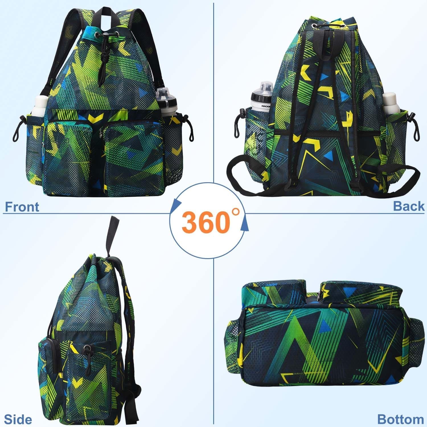 Mesh Swim Bags for Swimmers - Drawstring Backpack for Women Men Teen Swim Team G